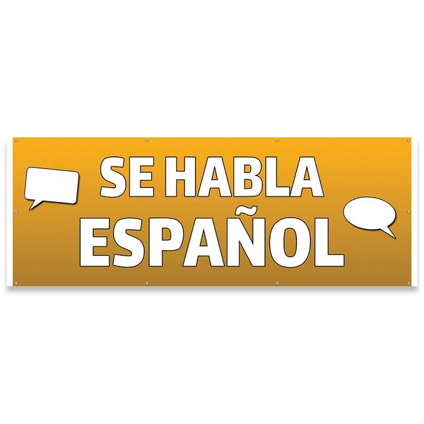 Se Habla Espanol Banner Concession Stand Food Truck Single Sided